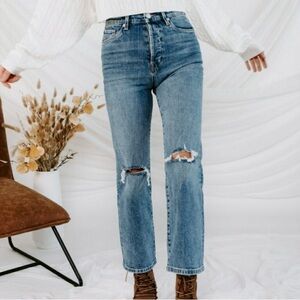 Blank NYC Blue Ripped Straight Leg Jeans